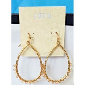 Gold-Tone Teardrop Earrings With Delicate Bead Accents By Cara New York